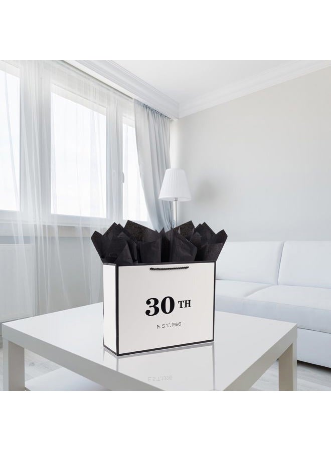 Jaywayang 30th Birthday White Black Large Gift Bag with Card and Tissue Paper, Metallic Printing Keepsake Gift Vintage Bag for Men Women, 1994 Wife Husband 30 Year Old Party Paper Bag for Gifts Wrapping. - Image 4