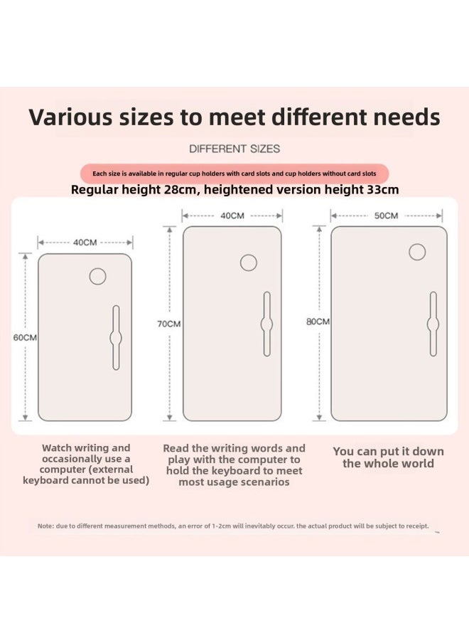 Generic - Sick Bed Dining Table Elderly Pregnant Women's Bed Small Dining Table Dormitory Upper Bed Foldable Movable Household-Color:Extra Large W Square White [70x40 Cup Slot] Height 33-a75 - Image 1
