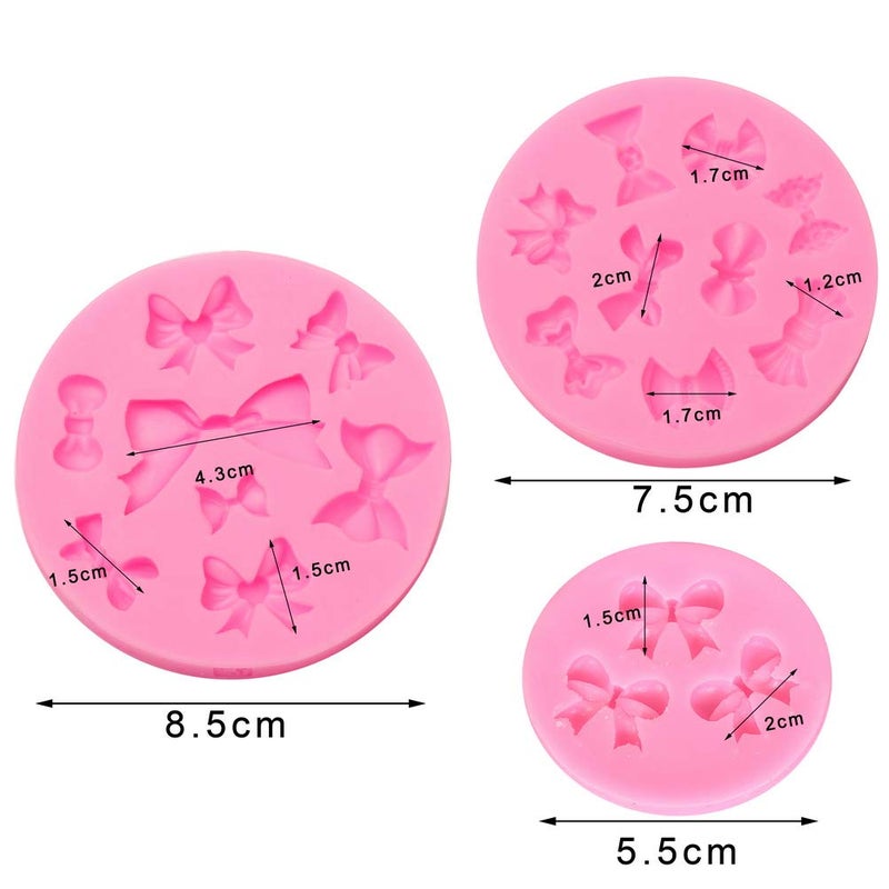 Pengxiaomei 3 Pack Bows Silicone Mould  Bow Fondant Sugar Mould Craft Molds for Birthday Wedding Party DIY Cake Decorating Mold - Image 3