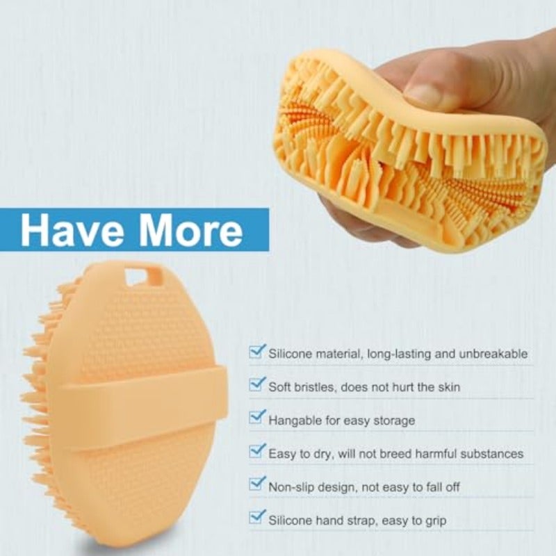 WETANG Silicone Body ScrubberExfoliating Body Scrubbers for use in ShowerSilicone Body Brush for Showering and Anti-Slippery Handles for All Skin Types Orange - Image 3