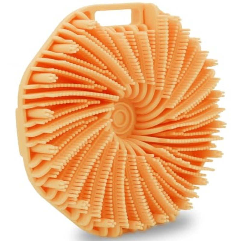 WETANG Silicone Body ScrubberExfoliating Body Scrubbers for use in ShowerSilicone Body Brush for Showering and Anti-Slippery Handles for All Skin Types Orange - Image 1