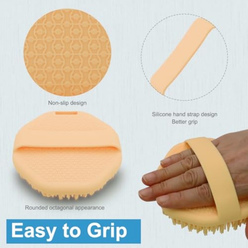 WETANG Silicone Body ScrubberExfoliating Body Scrubbers for use in ShowerSilicone Body Brush for Showering and Anti-Slippery Handles for All Skin Types Orange - Image 5