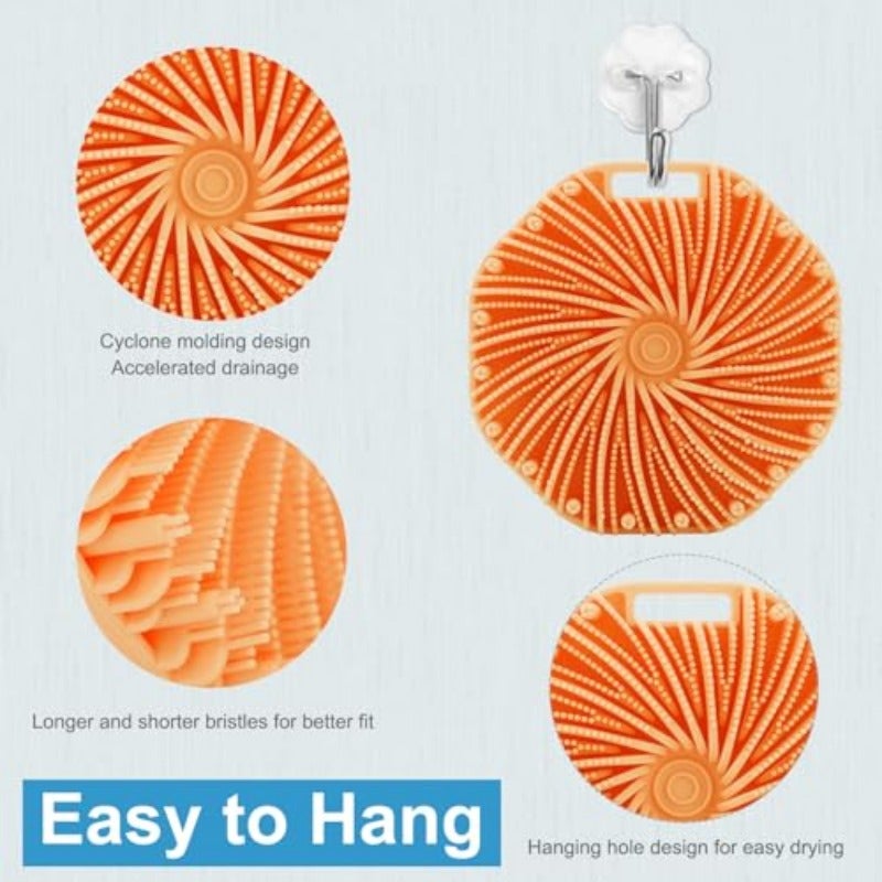 WETANG Silicone Body ScrubberExfoliating Body Scrubbers for use in ShowerSilicone Body Brush for Showering and Anti-Slippery Handles for All Skin Types Orange - Image 4