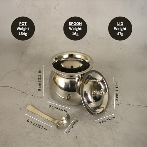 Spillbox Stainless Steel Ghee Pot with Spoon|Oil Pot|Storage Container with Spoon|Ghee Serving Container for Kitchen [Weight: 210g] - Image 4