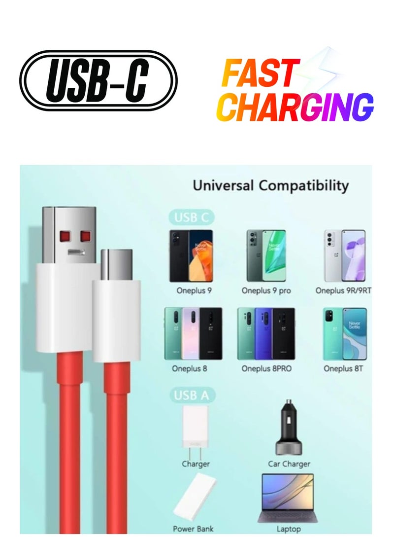 ELTRAZONE "Super-Fast USB Type-C Charging Cable – Red, Compatible with OnePlus 11, 10 Pro, 9 Series, and More" - Image 1