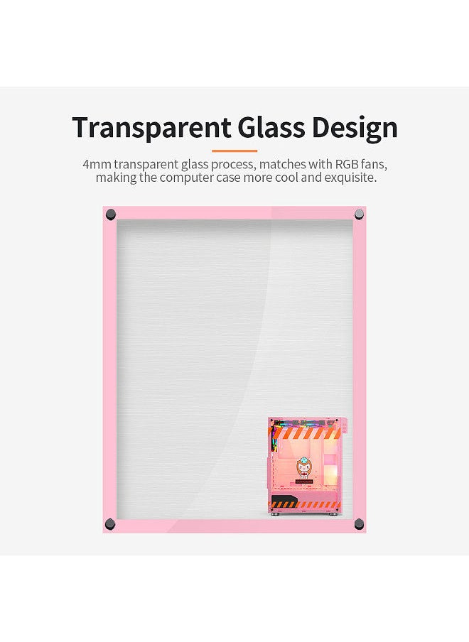 Generic - 330-9 Gaming Computer Case Host Supports ATX/M-ATX/MINI-ITX Motherboard 240mm Water Cooler Game Chassis Case with 3 RGB Fans Pink - Image 1