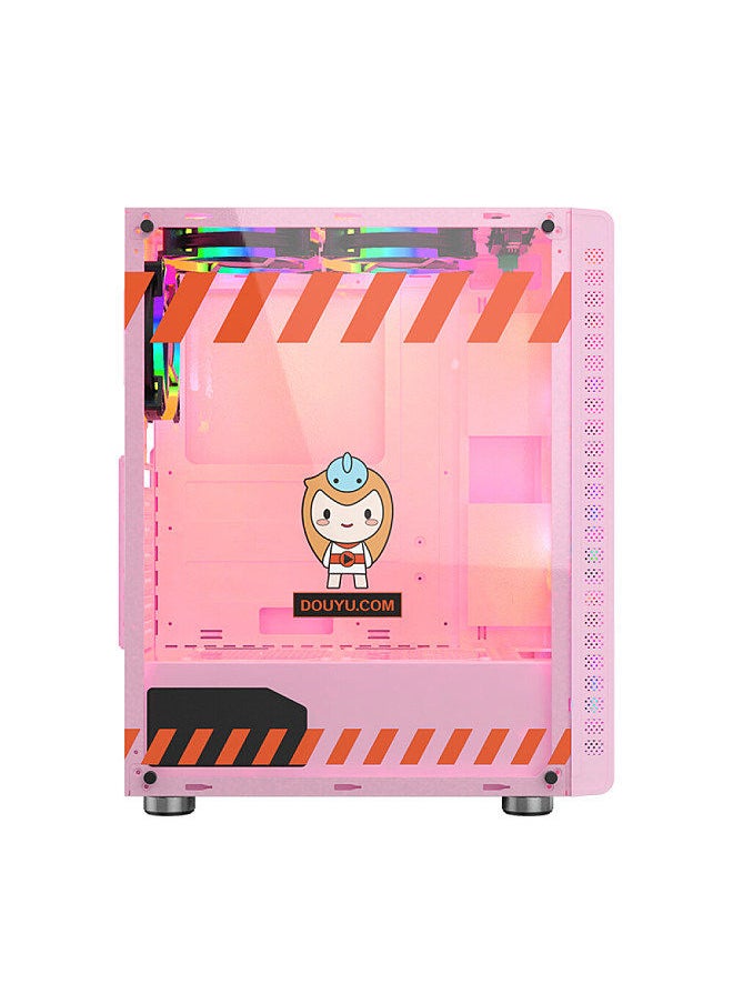 Generic - 330-9 Gaming Computer Case Host Supports ATX/M-ATX/MINI-ITX Motherboard 240mm Water Cooler Game Chassis Case with 3 RGB Fans Pink - Image 1