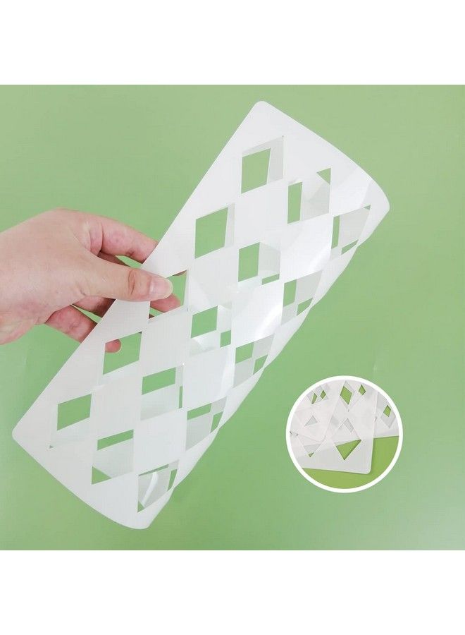 CODOHI Diamonds Stencils 4 Pcs Harlequin Stencils Repeating Pattern Assorted Sizes Reusable Plastic Templates For Painting On Wall Wood Cabinet Pillows Card Making Door Home Decor - Image 4