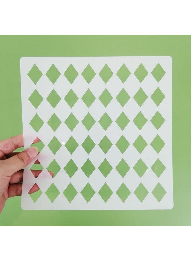 CODOHI Diamonds Stencils 4 Pcs Harlequin Stencils Repeating Pattern Assorted Sizes Reusable Plastic Templates For Painting On Wall Wood Cabinet Pillows Card Making Door Home Decor - Image 5