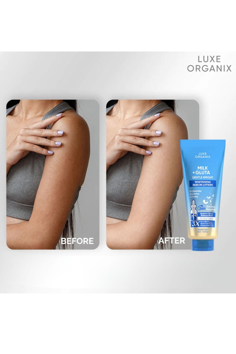 LUXE ORGANIX Skin Lightening Lotion with Milk and Gluta - 350 ml - Image 4