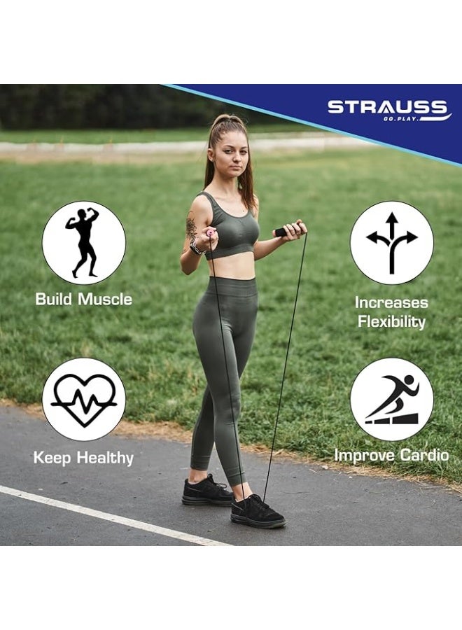 Strauss Skipping Rope for Women and Men | Adjustable Jumping Rope for Kids, Girls | Home Exercise Rassi Strength Workout | Health and Fitness Training (Multicolor) - Image 4