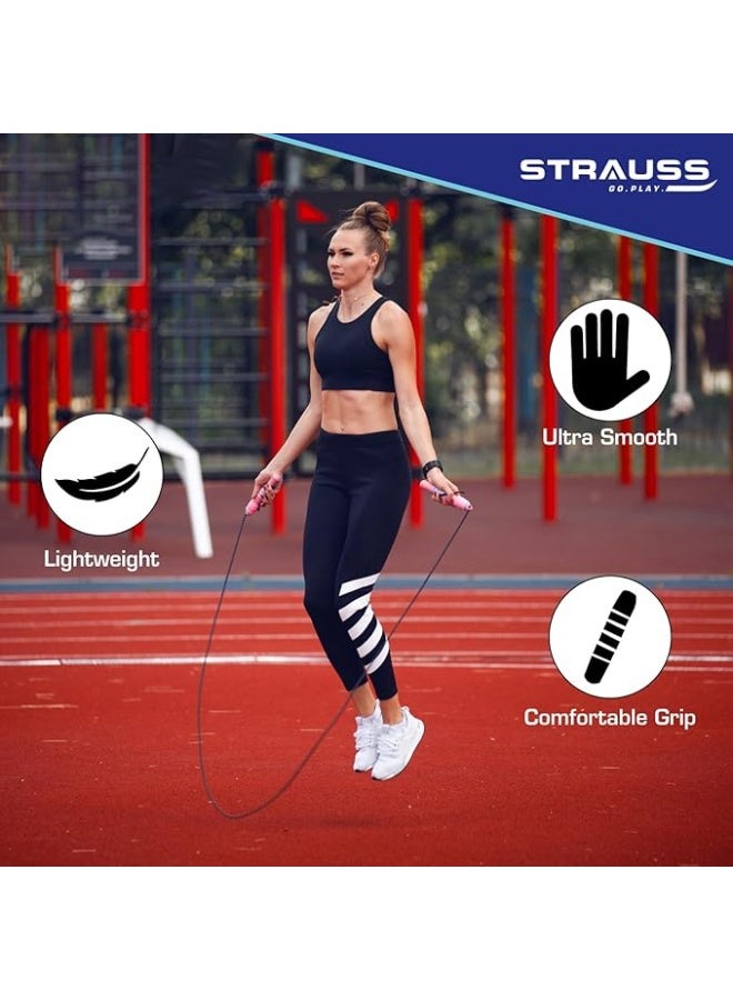 Strauss Skipping Rope for Women and Men | Adjustable Jumping Rope for Kids, Girls | Home Exercise Rassi Strength Workout | Health and Fitness Training (Multicolor) - Image 3