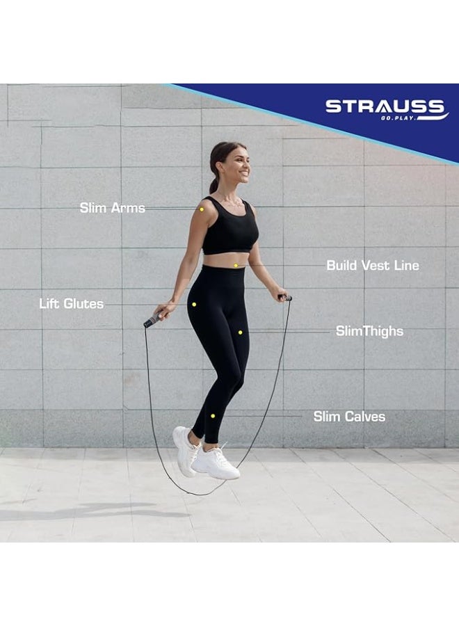 Strauss Skipping Rope for Women and Men | Adjustable Jumping Rope for Kids, Girls | Home Exercise Rassi Strength Workout | Health and Fitness Training (Multicolor) - Image 2