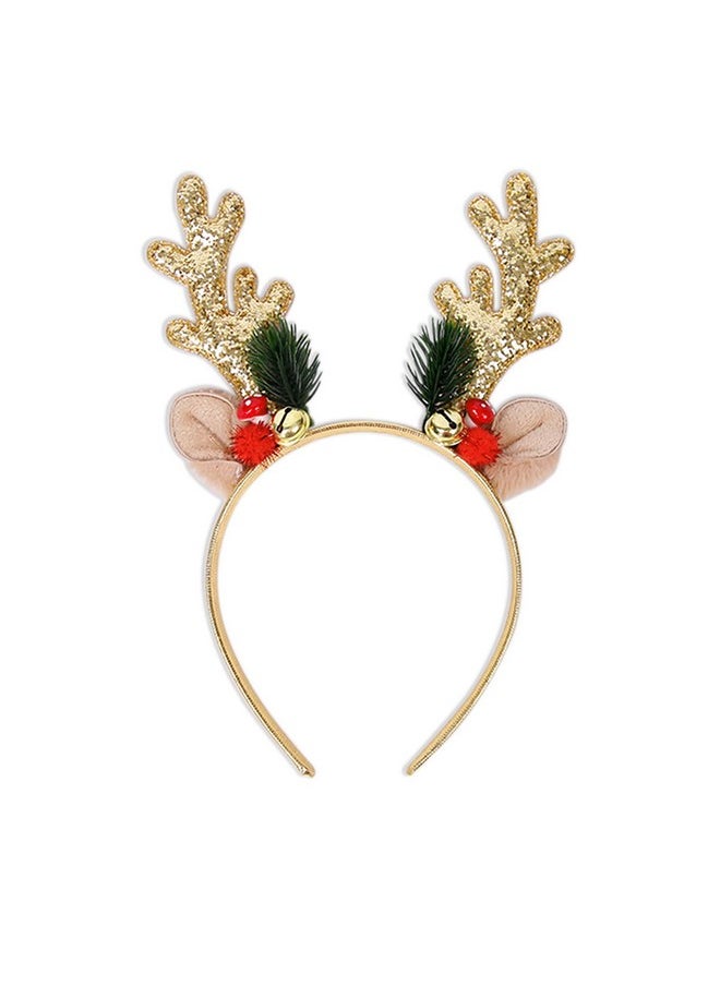 Soochat - Christmas Headbands Glitter Elk Antlers Headbands Holiday Hair Bands For Women Girl Costume Accessory - Image 1
