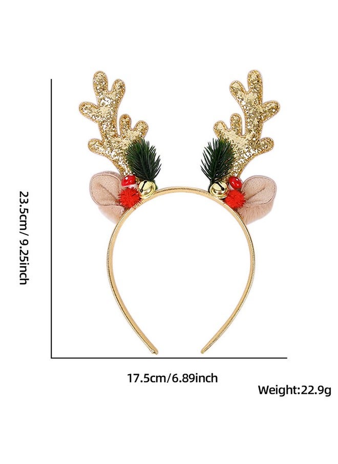 Soochat - Christmas Headbands Glitter Elk Antlers Headbands Holiday Hair Bands For Women Girl Costume Accessory - Image 1
