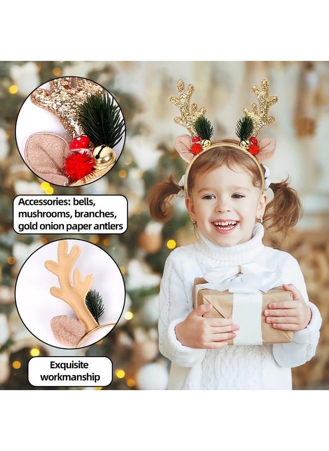 Soochat - Christmas Headbands Glitter Elk Antlers Headbands Holiday Hair Bands For Women Girl Costume Accessory - Image 1