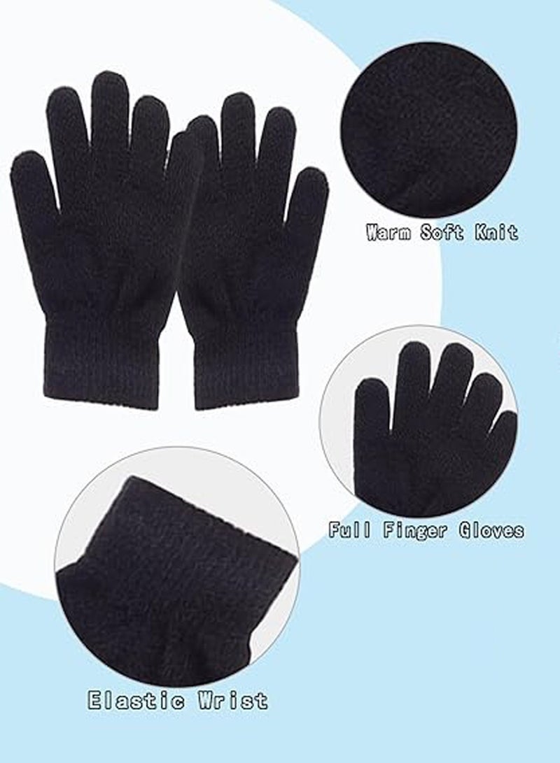 Arabest Kids Winter Hat, Gloves, and Scarf Set - Beanie With Knit Thick Warm Fleece for Children (Black) - Image 3