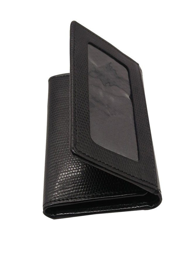 Essart Faux Leather Three fold Card Holder, one ID Window, 6 Card Slots - Black - Image 2