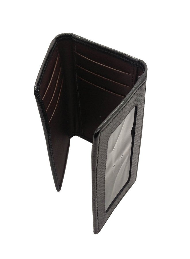 Essart Faux Leather Three fold Card Holder, one ID Window, 6 Card Slots - Black - Image 3