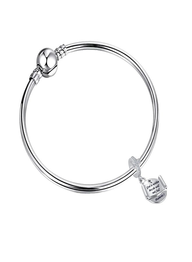 QeenseKc قلادة صليب مزينة بآية من الكتاب المقدس (مزمور 46: 5) - خرزة كلمات ملهمة لسوار باندروا - Image 3