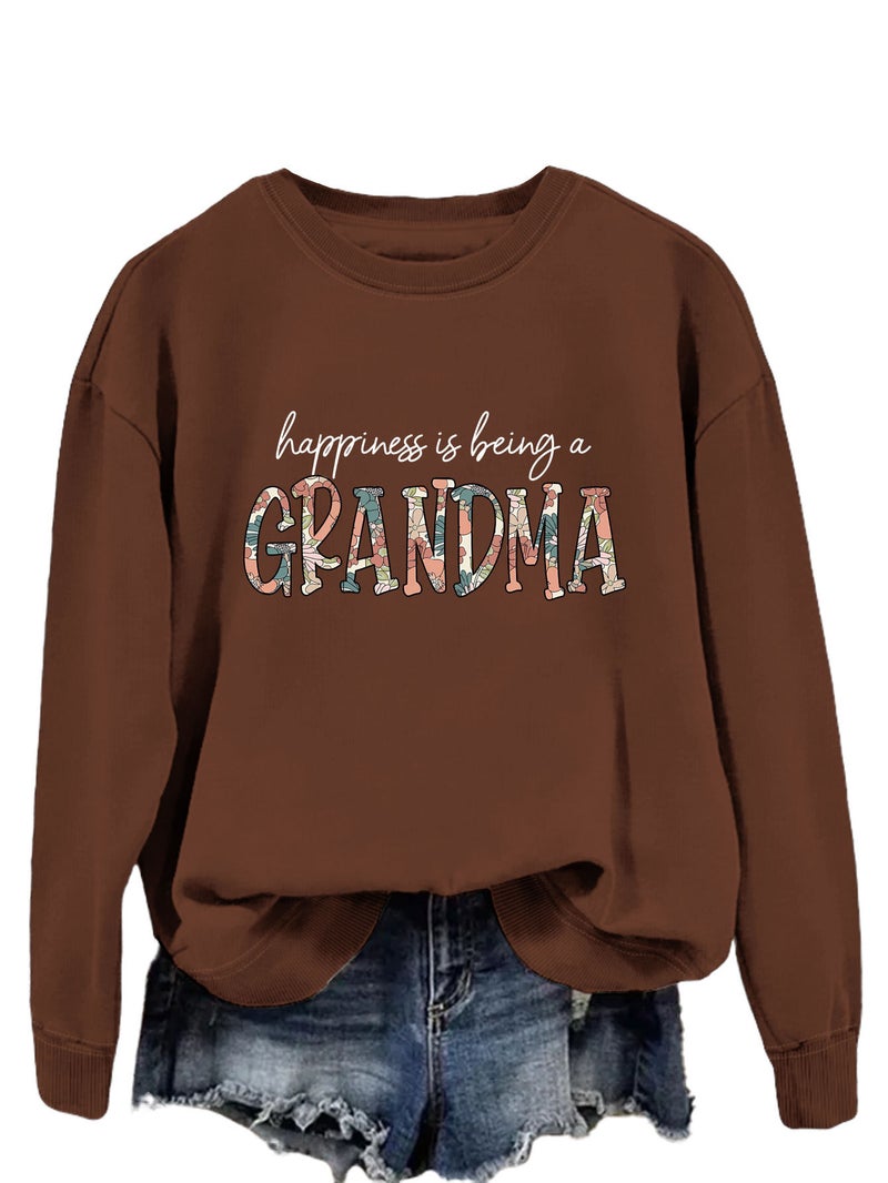 Elegant All-match Sweat happiness is being a grandma Fashion Loose Women's Top - Image 1