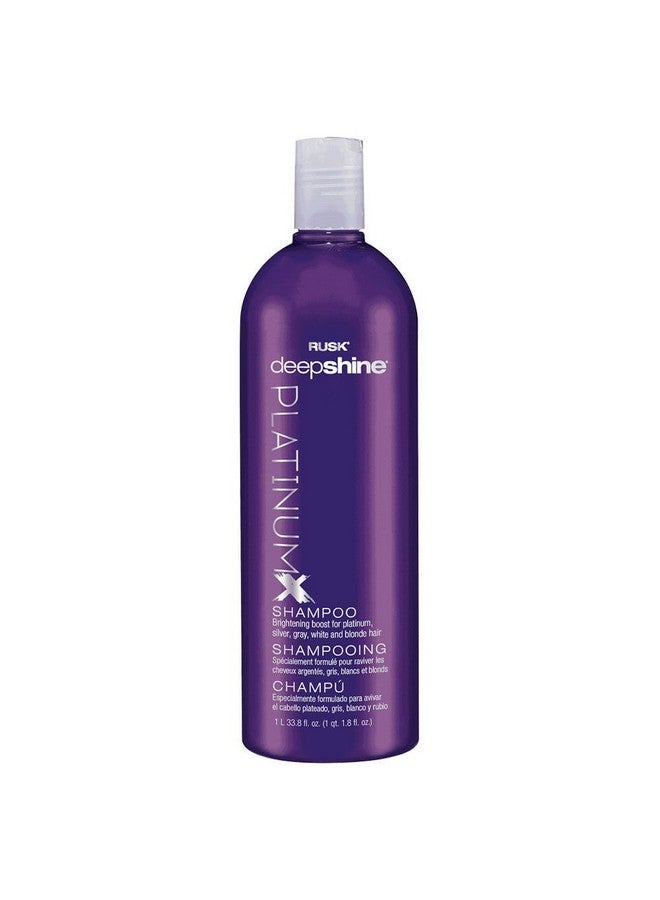 Rusk Deepshine Platinumx Shampoo 33.8 Oz Gentle Cleansing Shampoo Brightening Boost For Platinum Silver Gray White And Blonde Hair Removes Yellows To Brighten Hair - Image 1