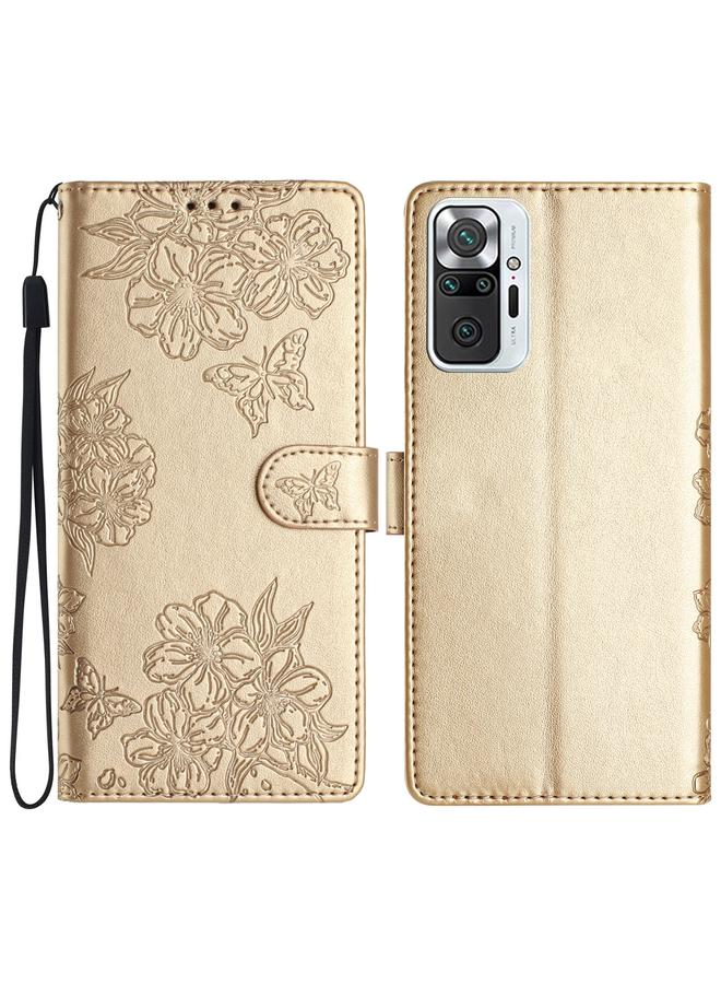 Case For Xiaomi Redmi Note 10 Pro Cherry Blossom Butterfly Skin Feel Embossed PU Phone Case