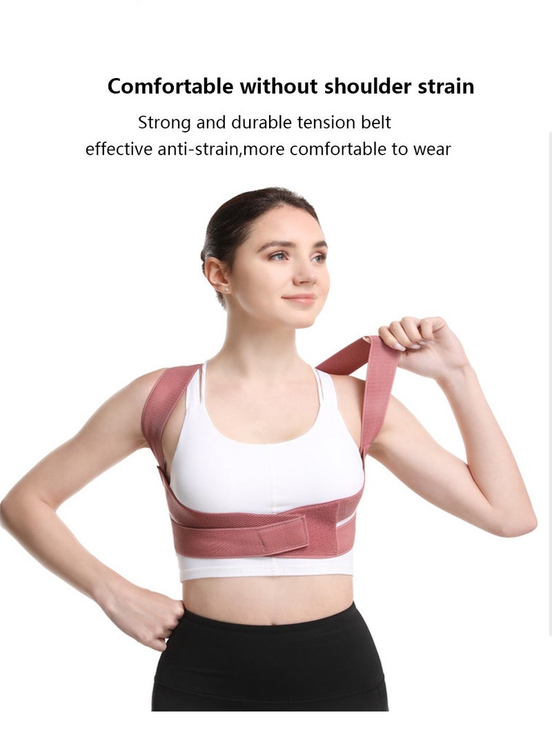 SYOSI Back Correction Strap Adjustable Posture Corrector Spine Straightener for Relief of Neck Shoulder Pain Develop Good Seated Standing for Men Women Elderly Teens 1pcs pink S - Image 5