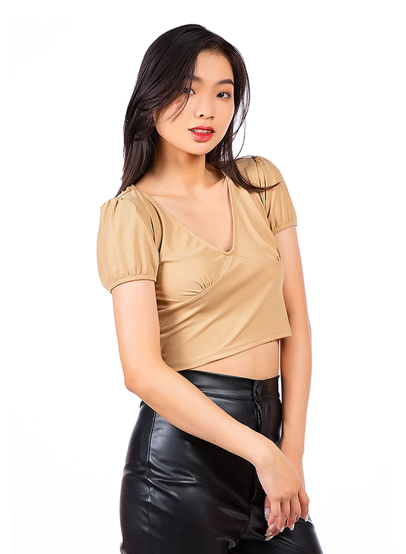 London Rag Pleated V Neck Top