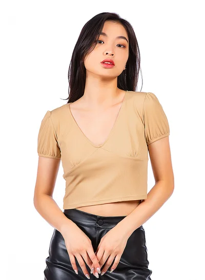 London Rag Pleated V Neck Top