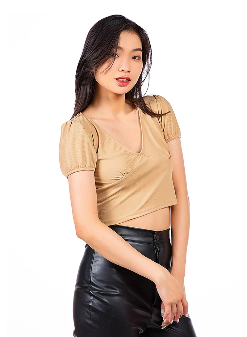 London Rag Pleated V Neck Top