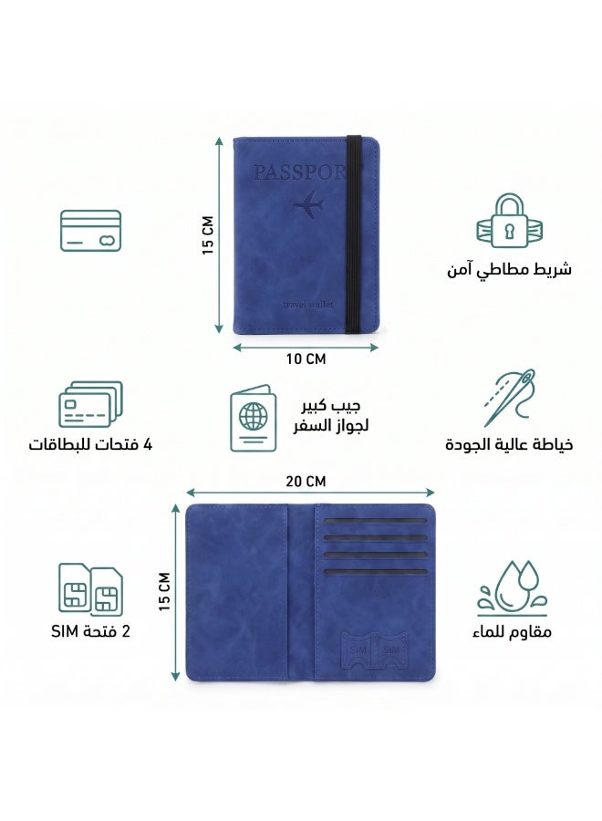 Premium Travel Wallet & Passport Holder with Elastic Band | Water-Resistant Organizer with 4 Card Slots & 2 SIM Pockets - Image 2