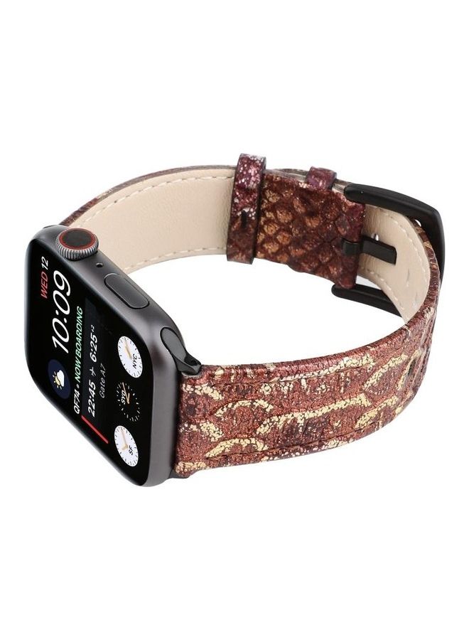 NIBEMINENT Replacement Watchband For Apple Watch Series 7 45mm/6 & SE 5 4 44mm/3 2 1 42mm Brown - Image 4