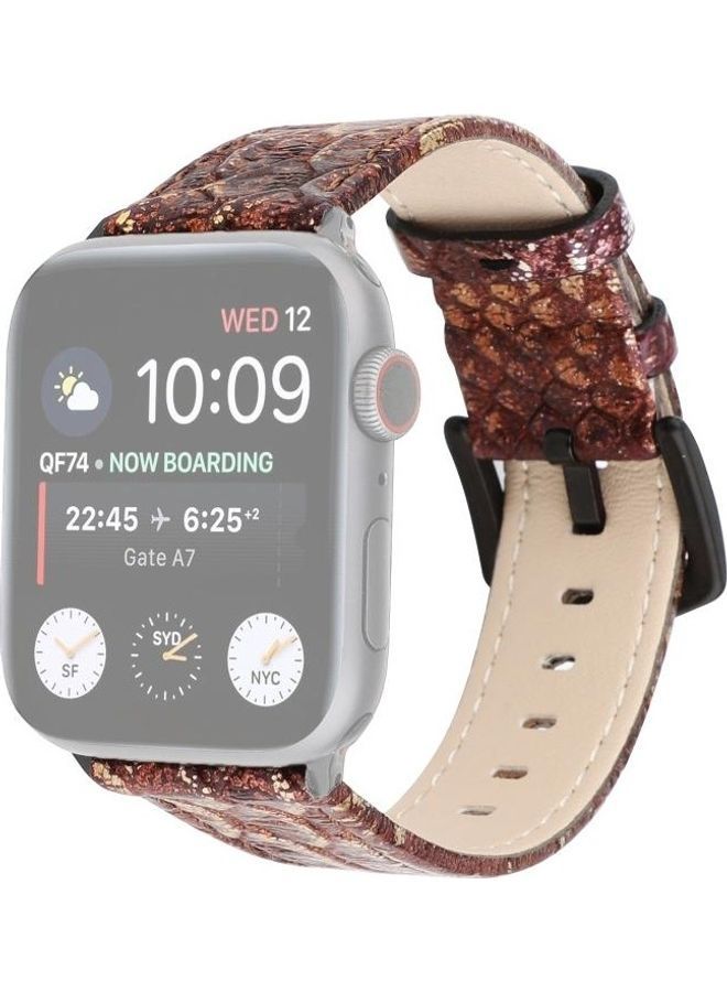 NIBEMINENT Replacement Watchband For Apple Watch Series 7 45mm/6 & SE 5 4 44mm/3 2 1 42mm Brown - Image 2