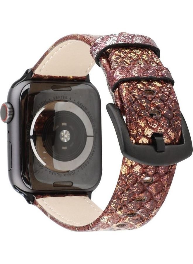 NIBEMINENT Replacement Watchband For Apple Watch Series 7 45mm/6 & SE 5 4 44mm/3 2 1 42mm Brown - Image 3