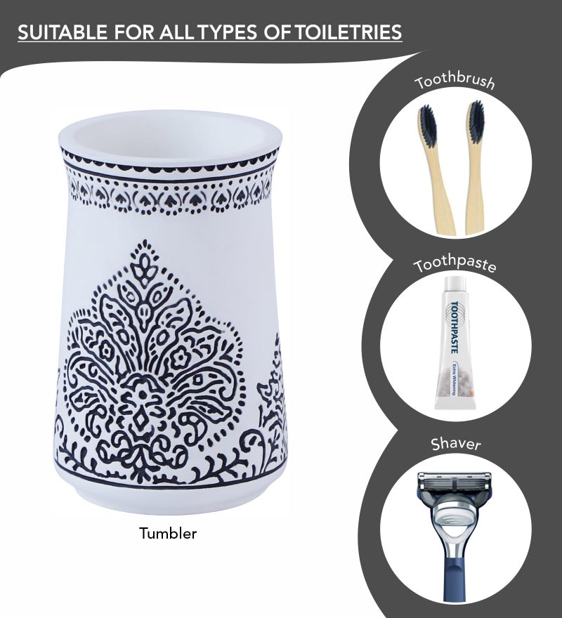 Obsessions Polyresin Classical 4 Pcs Bathset_White & Black - Image 4