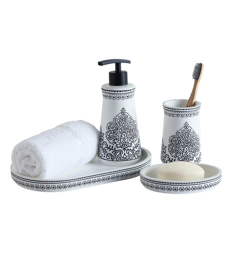 Obsessions Polyresin Classical 4 Pcs Bathset_White & Black - Image 2