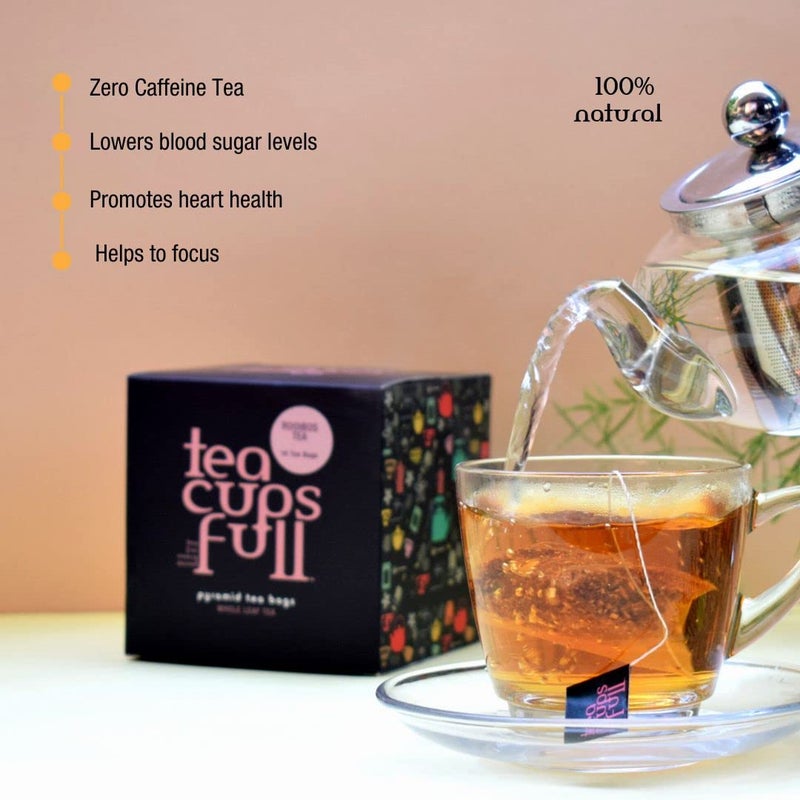 Teacupsfull Pyramid Tea Bags - Rooibos Tea, South African Red Tea, 16 Individually Enveloped Tea Bags - Image 2