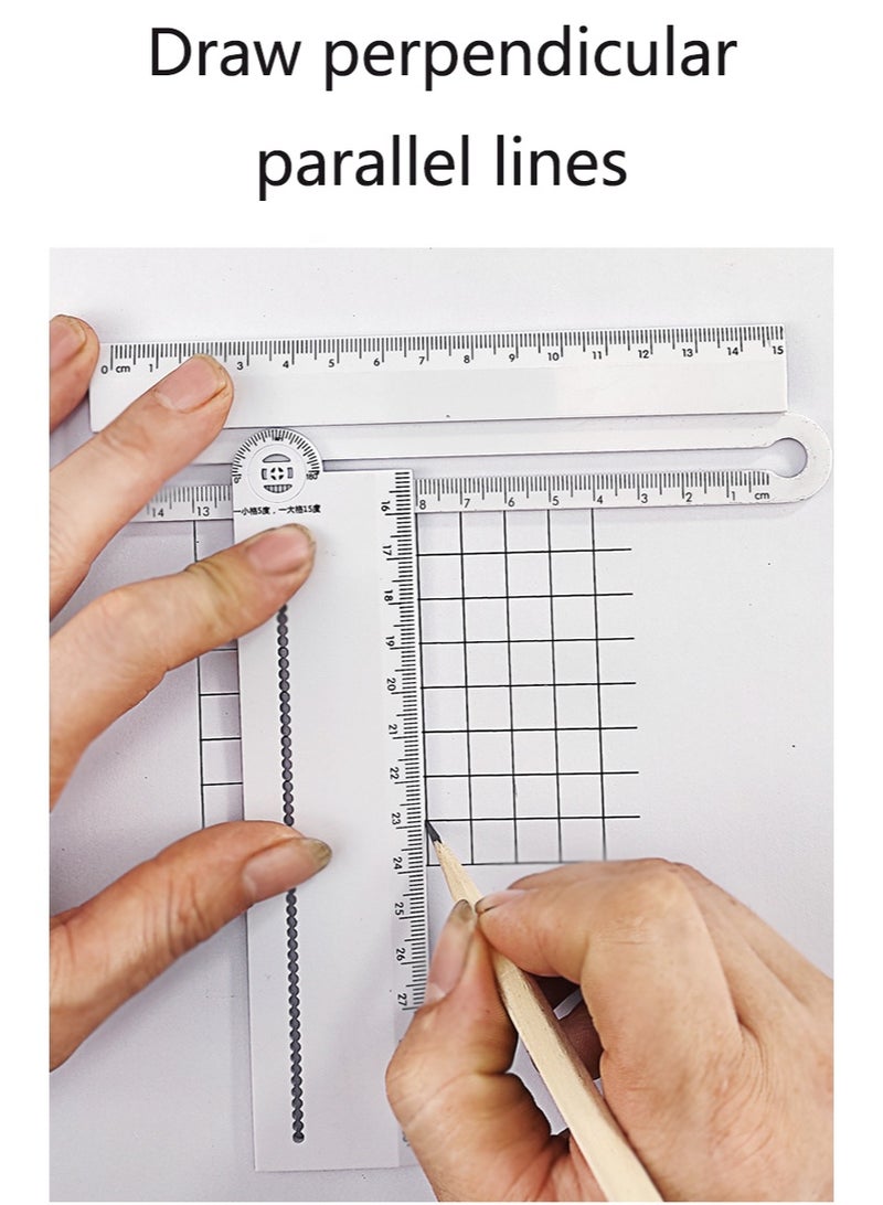 1pcs Multifunctional Folding Geometric Drawing RulerMathematical Line Circular Geometry Template with Angle Measurement for School Office Drafting - Image 5