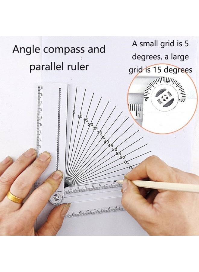 1pcs Multifunctional Folding Geometric Drawing RulerMathematical Line Circular Geometry Template with Angle Measurement for School Office Drafting - Image 3