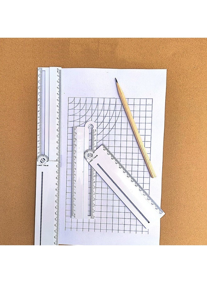 1pcs Multifunctional Folding Geometric Drawing RulerMathematical Line Circular Geometry Template with Angle Measurement for School Office Drafting - Image 2