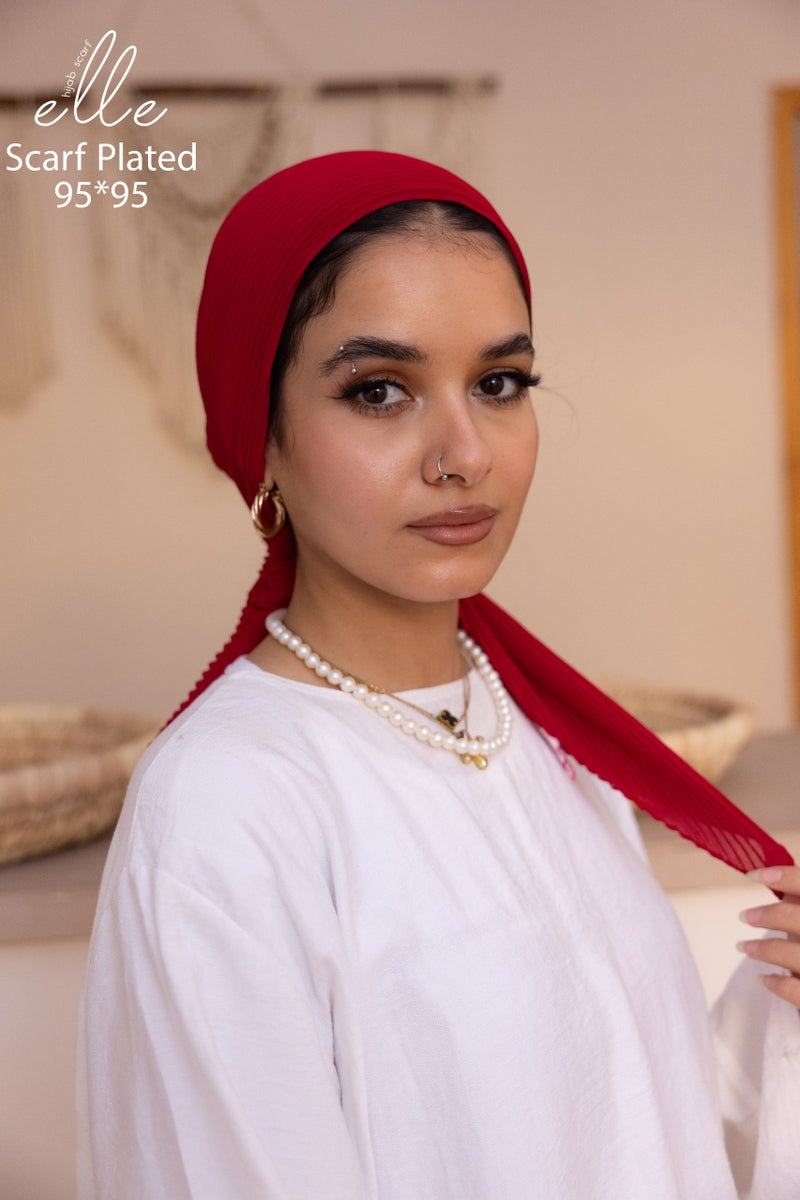 ايل طرحة حريمي شيفون ناعم خامة فاخرة وناعمة - أحمر - Image 1