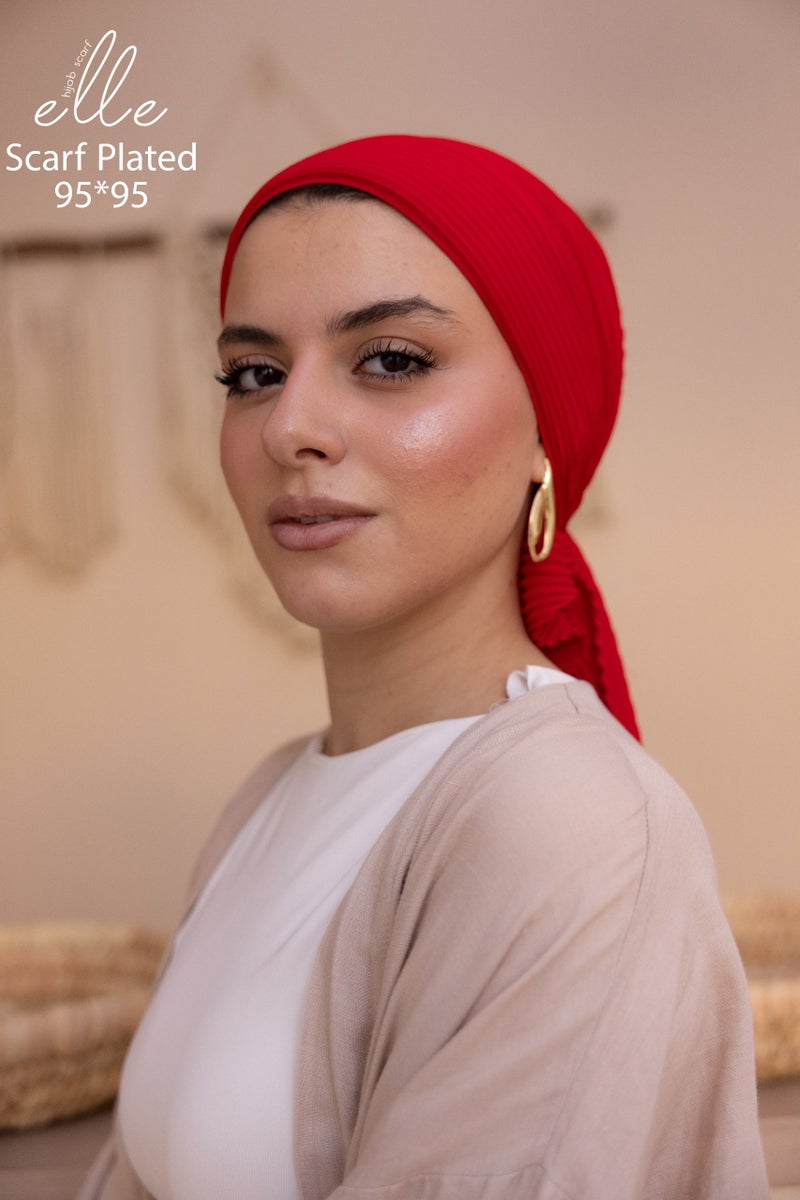 ايل طرحة حريمي شيفون ناعم خامة فاخرة وناعمة - أحمر - Image 2
