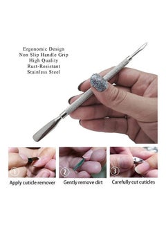 NIBEMINENT Double Sided Stainless Steel Nail Cuticle Pusher Tool Silver  - Image 4