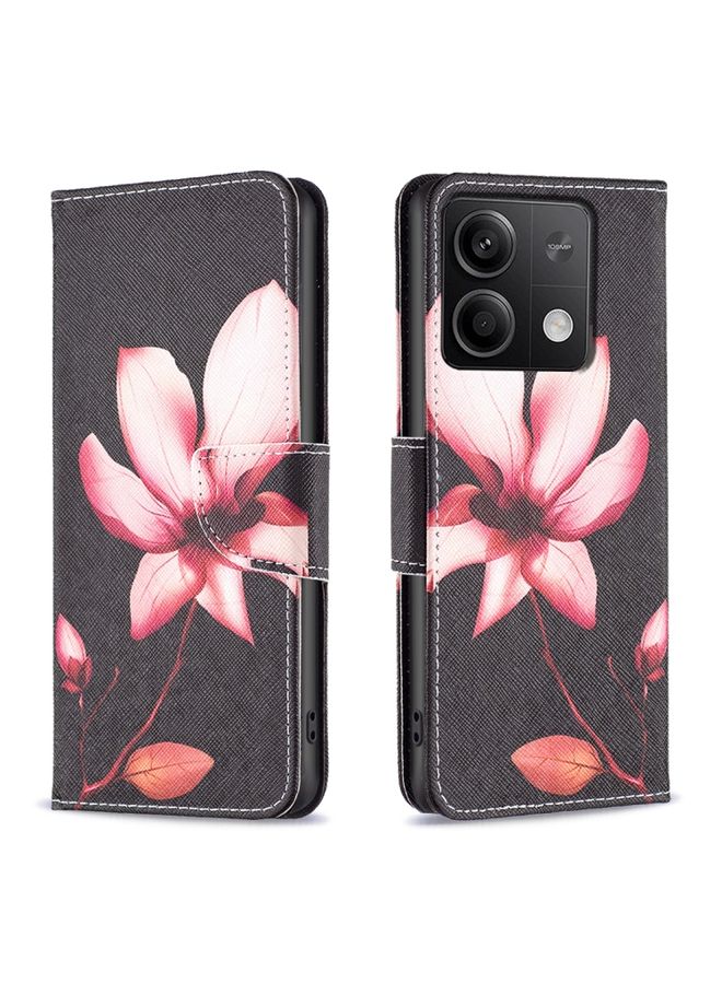 HuHa Case Cover For Xiaomi Redmi Note 13 4G Global Colored Drawing Pattern Leather Phone Case Lotus 