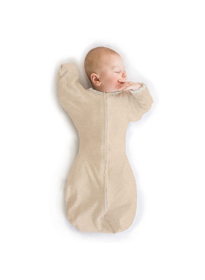 SwaddleDesigns SwaddleDesigns Transitional Swaddle Sack with Arms Up Half-Length Sleeves and Mitten Cuffs, Medium, 3-6 Months, 14-21 lb, Heathered Oatmeal (Arms Up Swaddle, Transition Swaddle Sleep Sack)  - Image 1