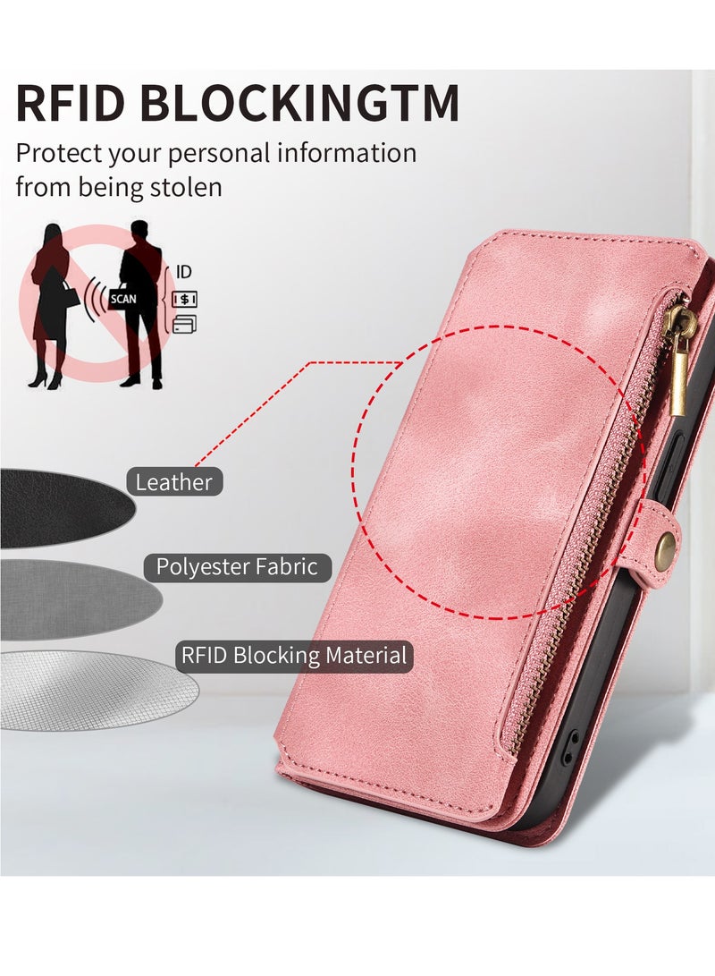 Gerenic Phone Case, Compatible with iPhone 15/15Plus/15Pro/15Pro Max, Phone Cover with RFID Blocking, Zipper Credit Card Holder, Flip Folio Book PU Leather Phone Case, Shockproof Cover for Women Men  - Image 2
