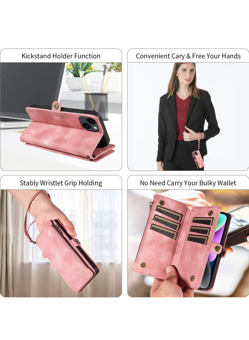 Gerenic Phone Case, Compatible with iPhone 15/15Plus/15Pro/15Pro Max, Phone Cover with RFID Blocking, Zipper Credit Card Holder, Flip Folio Book PU Leather Phone Case, Shockproof Cover for Women Men  - Image 3