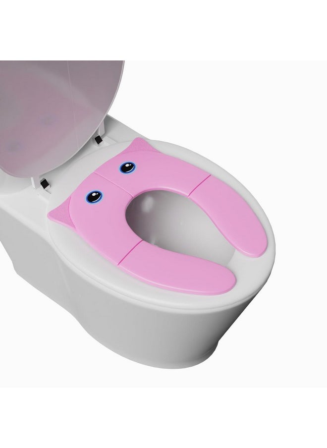 Techhark TECHHARK® Baby Potty Training Toilet Seat for Boys And Girls Kids, Non-Slip with Splash Guard, Fits Round & Oval Toilets, (TRAVEL PINK)  - Image 1