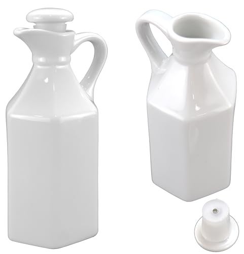 Iconikal Oil Cruet Set of 2 7Ounce Ceramic with Lid for Olive Oil Vinegar Syrup Dressings Sauce Pouring - Image 1